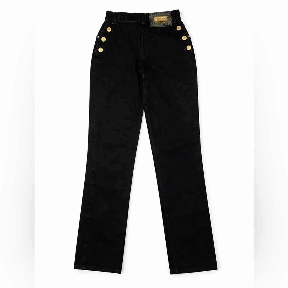 Lawman Vintage Western Black High Rise Jeans Gold Button Western Cowgirl Size 0